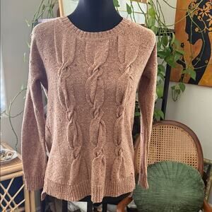Kensie Burnt Orange Cable Knit Long Sleeve Sweater